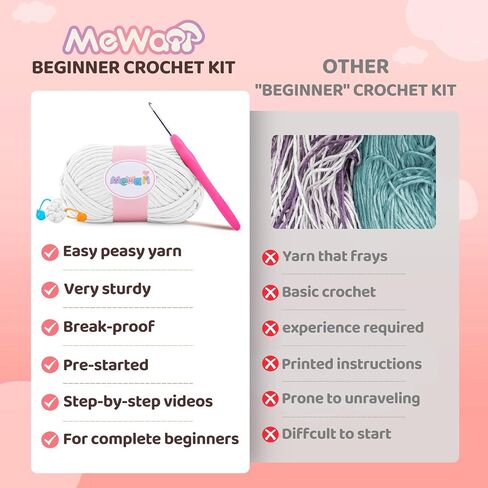 Mewaii Crochet Kit for Beginners, Crochet Animal Kit with Step-by-Step Video Tutorials, Knitting Starter Kit for Kids Adults with 40%+ Pre-Started Yarn Content, DIY Crochet Gifts (Purple Milk Tea) in Kuwait