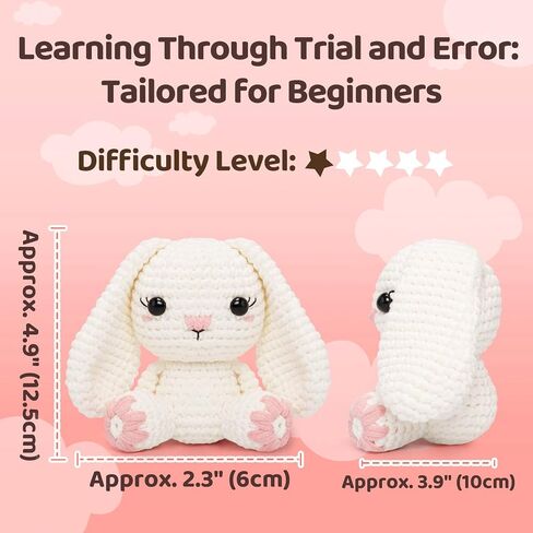 Mewaii Crochet Kit for Beginners, Crochet Animal Kit with Step-by-Step Video Tutorials, Knitting Starter Kit for Kids Adults with 40%+ Pre-Started Yarn Content, DIY Crochet Gifts (Purple Milk Tea) in Kuwait