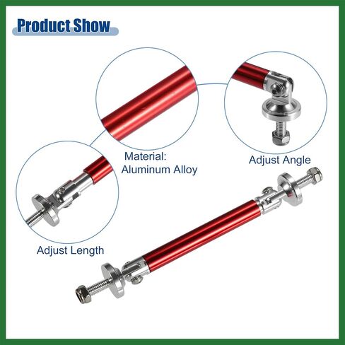 Motoforti Universal 3 "-4" سبائك ألومنيوم قابلة للتعديل 75 مم مصد أمامي للشفاه ناشر دعامة قضبان ربط قضبان دعم مقسمة باللون الأحمر - عبوة من 2 طويلة الأمد in Kuwait