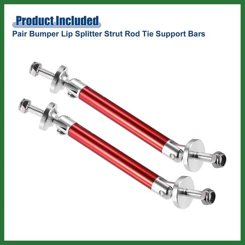 Motoforti Universal 3 "-4" سبائك ألومنيوم قابلة للتعديل 75 مم مصد أمامي للشفاه ناشر دعامة قضبان ربط قضبان دعم مقسمة باللون الأحمر - عبوة من 2 طويلة الأمد in Kuwait