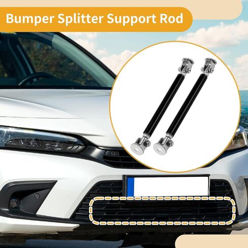 2pcs 10cm/3.94in Car Splitter Support Rods Adjustable Front Rear Bumper Lip Splitter Strut Rod Tie Support Bars Aluminum Alloy Black No Drilling Holes in Saudi Arabia