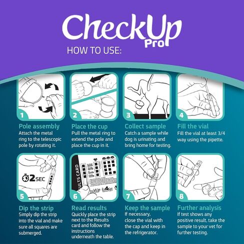 CheckUp P-Pole - Dog Urine Collection Pack - Telescopic Pole, Cups, Pipettes & Vials - A New Innovative, Do It Yourself Approach to Collect Your Dogs Urine at Home and Have it Ready for Testing in Kuwait