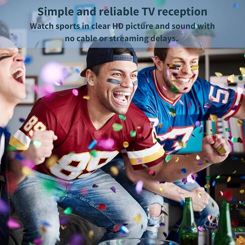 Mohu Leaf Amplified - هوائي تلفزيون داخلي رفيع للغاية، نطاق 60 ميل، Jolt Switch Amp، UHF VHF، متعدد الاتجاهات، 4K UHD، تلفزيون NEXTGEN - مع كابل بطول 12 قدم in Kuwait