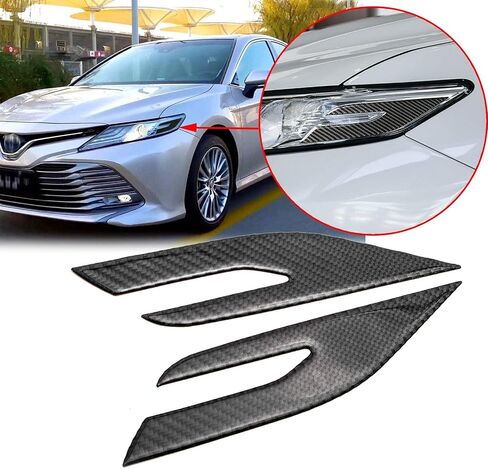 x xotic tech Front Headlight Eyelid Edge Real Carbon Fiber Sporty Racing Frame Decal Trim Compatible with Toyota Camry 2018-2020 in Saudi Arabia