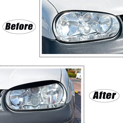 MACHSWON 2 Pcs ABS Headight Eyebrow Stickers Left+Right Bezel Trim, Headlight Eyebrows Eyelids Trim Cover, Compatible with Volkswagen Golf MK4 1997-2003 (Glossy Black) in Saudi Arabia