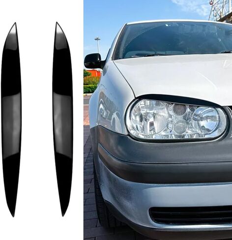 MACHSWON 2 Pcs ABS Headight Eyebrow Stickers Left+Right Bezel Trim, Headlight Eyebrows Eyelids Trim Cover, Compatible with Volkswagen Golf MK4 1997-2003 (Glossy Black) in Saudi Arabia