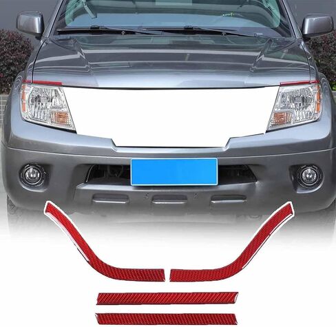 ملصق شرائط أمامية للمصابيح الأمامية متوافق مع Nissan Frontier 2009-2017 من ألياف الكربون الناعمة للمصابيح الأمامية والحواجب وخطوط لاصقة للخدش ملحقات خارجية 4 قطع (كربون أحمر) in Kuwait