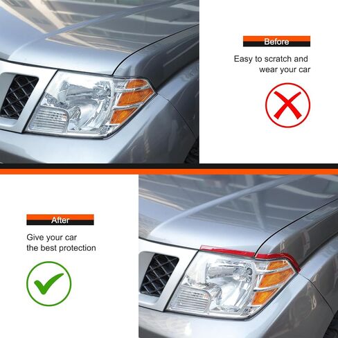 ملصق شرائط أمامية للمصابيح الأمامية متوافق مع Nissan Frontier 2009-2017 من ألياف الكربون الناعمة للمصابيح الأمامية والحواجب وخطوط لاصقة للخدش ملحقات خارجية 4 قطع (كربون أحمر) in Kuwait