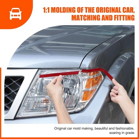 ملصق شرائط أمامية للمصابيح الأمامية متوافق مع Nissan Frontier 2009-2017 من ألياف الكربون الناعمة للمصابيح الأمامية والحواجب وخطوط لاصقة للخدش ملحقات خارجية 4 قطع (كربون أحمر) in Kuwait