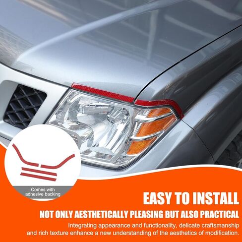 ملصق شرائط أمامية للمصابيح الأمامية متوافق مع Nissan Frontier 2009-2017 من ألياف الكربون الناعمة للمصابيح الأمامية والحواجب وخطوط لاصقة للخدش ملحقات خارجية 4 قطع (كربون أحمر) in Kuwait