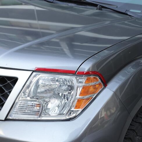 ملصق شرائط أمامية للمصابيح الأمامية متوافق مع Nissan Frontier 2009-2017 من ألياف الكربون الناعمة للمصابيح الأمامية والحواجب وخطوط لاصقة للخدش ملحقات خارجية 4 قطع (كربون أحمر) in Kuwait