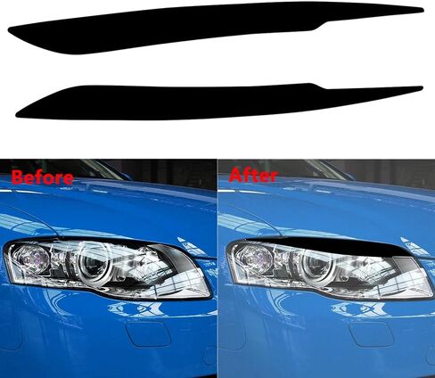 Glossy Black Front Headlight Eyebrows, Pair Headlight Eyelid Headlamp Eyebrow Strip Trim, Compatible with Audi A4 B7 S4 2006-2007 in Saudi Arabia