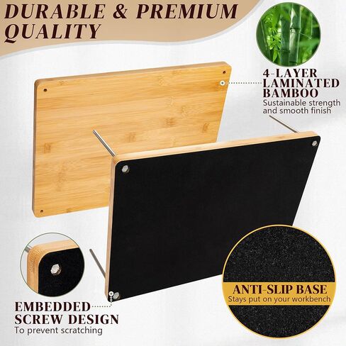 Pressandco Book Press - مكبس تجليد خشبي مقاس 14.6 بوصة × 11.6 بوصة مع مقبض جلدي لتجليد الكتب والإصلاح وإعادة التجليد والحرف الورقية - يتضمن الأدوات: 10 ألواح تجليد وقماش تجليد الكتب in Kuwait