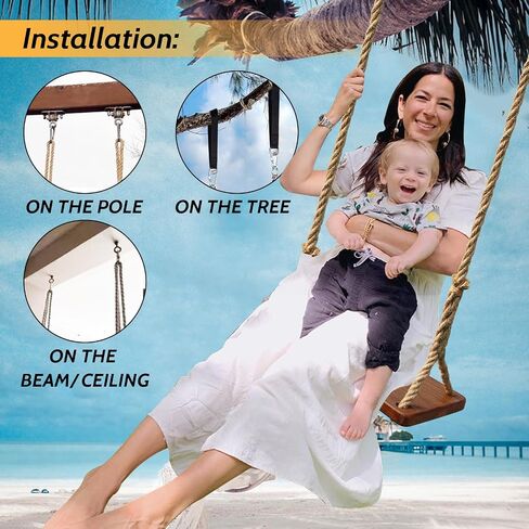Wooden Swing, 24"x 8"x 1.2,500lbs,Wooden Tree Swing Adjustable Hemp Rope & Extension Tree Straps 100 inch in Saudi Arabia