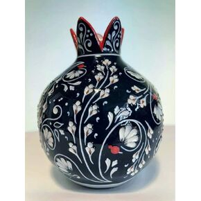 Ceramic Pomegranate Handmade Candleholder Flower Vase Armenian Blue Engraved Apricot Tree in Saudi Arabia
