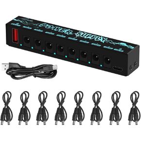 Ranch Guitar Pedal Power Supply 8 Isolated DC Outputs for 9V Effect Pedal Board with Type C Input and 5V USB Output in Kuwait
