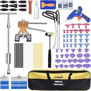 Dent Remover Repair Puller Tool Kit, Slide Hammer T Bar Dent Puller, Golden Lifter, Bridge Puller & Glue Gun for Automobile Body Motorcycle Refrigerator, Included Instruction Manual & Video (107PCS)