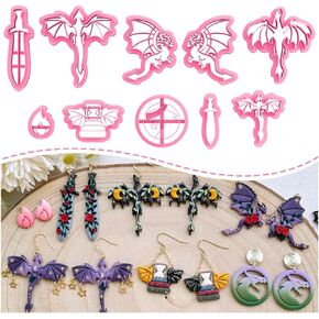 Keoker Dragon Clay Cutters, Polymer Clay Cutters Dragon, Dragon Earring Clay Cutter, Polymer Clay Cutters for Jewelry Making.