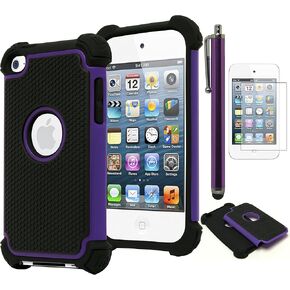 حافظة Bastex Hybrid Armor لجهاز Apple iPod Touch 4، الجيل الرابع - أرجواني + أسود **تتضمن واقي الشاشة والقلم** in Kuwait