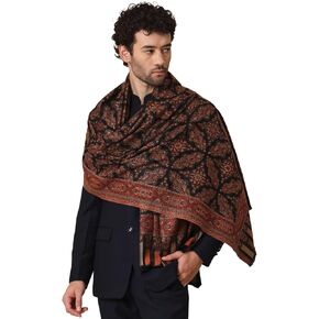 Zamour Large Kani Weave Indian Kashmiri Prayer Shawl Wrap for Men with Traditional Paisley Patterns
