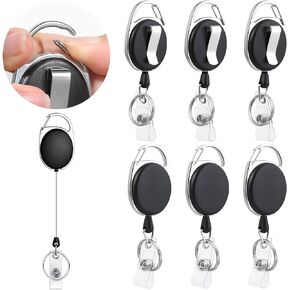 Selizo 6 Packs Retractable Badge Holder Badge Reel Carabiner ID Keychain with Clip, Assorted Color