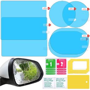 مرآة الرؤية الخلفية للسيارة فيلم مقاوم للماء - 6 قطع مرآة جانبية فيلم مضاد للضباب للسيارة نافذة مرآة مقاومة للمطر ملصق حماية شفاف مطلي بالنانو للسيارات والشاحنات والنوافذ الجانبية للحافلات in Kuwait