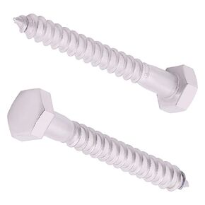M10 x 100mm (6 pcs) Hex Lag Screws, 304 Stainless Steel 18/8, Hexagon Head Lag Bolts, DIN571