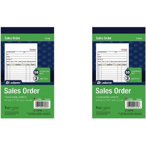 Adams Sales Order Book, 3-Part, Carbonless, 4-3/16" X 7-3/16" Inch, 50 Sets, White, Canary and Pink (TC4705)- 2PACK