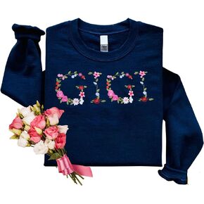 Regamor Embroidery Floral Gigi Sweatshirts for Grandma Gift Sweatshirt from Grandkids Flower Gift Mothers Day Christmas
