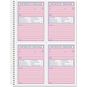 TOPS 4005 Telephone Message Book, Fax/Mobile Section, 5 1/2 x 3 3/16, Two-Part, 200/Book