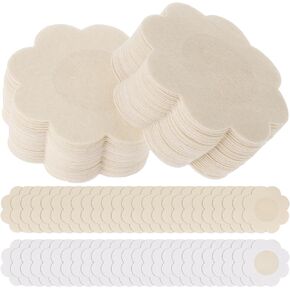 COMNICO 60 Pieces Nipple Covers Disposable Self-Adhesive No Show Breast Pasties Coverings Natural Invisible Nipple Stickers Plum Shaped Sticky Bra Pad for Women (Petals,Beige)