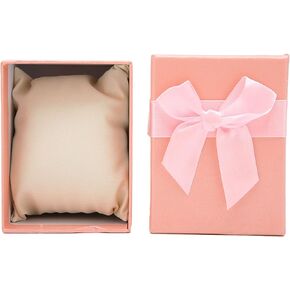 Watch Storage Gift Box Set, Bowknot Watch Case Watch Gift Bracelet Box with Pillow, Wrist Watch/Bangle Pillow Box Single Compartment Display Storage Box for Christmas Anniversary Birthday(Pink)