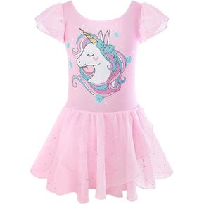 Dance Leotard for Girls Toddler Ballet Outfit Tutu Dress Skirted Leotard Dance Outfits for Girls 2-9 Years