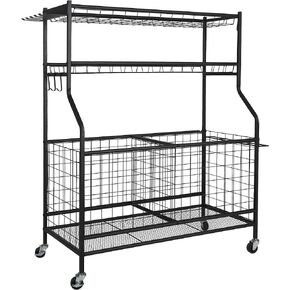 Garage Sports Equipment Organizer with Wheels,Ball Storage Rack,Ball Storage Garage, Garage Organizer,Rolling Sports Ball Storage Cart,Basketball Rack Black