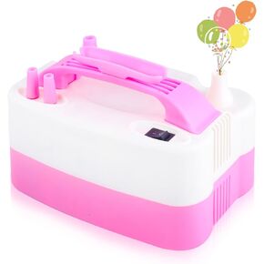 Balloon Pump,Electric Balloon Pump, Dual Nozzles Air Pump with Balloon Sizer,Electric Balloon Inflator 110V 600W Balloon Blower for Party Decorations (Pink)