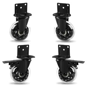 MALLLALA Set of 4 Caster Wheels, 2 inch L-Shaped Industrial Casters, Swivel Castor, Furniture Caster with 2 Brakes for Cots, Flower Stands, Desks,500 lbs Loading Capacity