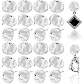 50 Pieces Flat Round Ear Studs Earring Posts with Loop Hole Coin Jewelry 13.0 mm Gold Plated Disc Charms Earring for DIY Earrings Craft Making Supplies for Women Girls