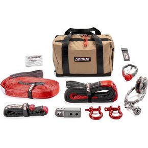 Factor 55 Sawtooh Winch and Tow Recovery Kit for Trucks, Jeeps, and SUVs, with Gray Hitchlink and Medium Bag