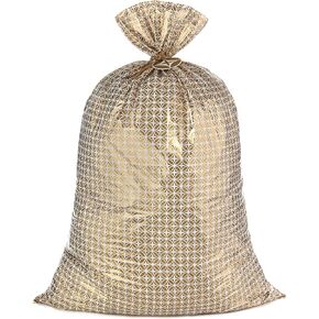 Hallmark 56" Large Plastic Gift Bag (Gold Pattern) for Weddings, Bridal Showers, Birthdays, Any Occasion