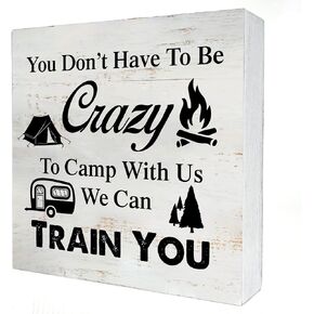 Camping Where You Spend a Small Fortune Camping Wooden Box Sign Desk Decor 5 x 5 Inch Travel Trailer Camper Box Sign Wood Block Sign Rustic Decor