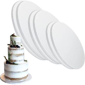 ANSSDO 10 Inch Round Cake Drums, 3 Packs Greaseproof Cake Drum White Cake Base, Premium Cardboard Cake Boards for Presenting Heavy/Tall Tiered Cakes, Base para Pastel
