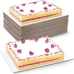 40 Pieces Rectangle Cake Board 1/4 Sheet Cake Cardboard Rectangular Greaseproof Disposable Single Wall Corrugated Pad Base Desserts and Pastries Food Trays for Pizza, 13.39 x 9.84 Inch (White)