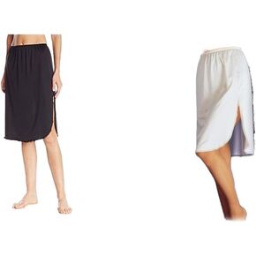 Vanity Fair womens Everyday Layers Single Slit Half Slip, Midnight Black/Star White, Large (28" Length)