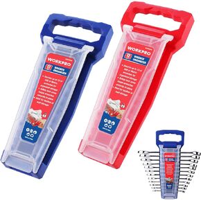 WORKPRO 2-Pack Magnetic Wrench Organizer, 12-Piece Gripper Wrench Rack for Stubby or Line Wrenches, Quality Wrench Rack Fits for SAE (1/4" to 15/16") and Metric (6mm to 24mm), Flexible Teeth
