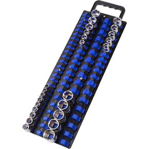 40-Piece Portable Socket Organizer Steel Tray with Handle - Heavy Duty Socket Holder Kit 1/2-Inch Black Clips（1 PC Set, Black