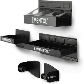 EMENTOL 4PCS Magnetic Tool Shelf Set, Tray, Paper Towel Holder, for Tool Organizer, Magnets Any Metal Surface, Black