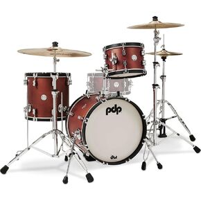 Pacific Drums & Percussion Drum Set Concept Classic 3-Piece Bop, Ox Blood with Ebony Hoops Shell Packs (PDCC1803OE)