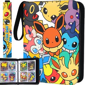 Trading Card Binder - Medium 4 Pocket Album with 400 Cards Capacity - TCG Collectible Card Holder Compatible with Pokemon Card, Eevee, MTG, and More in Kuwait