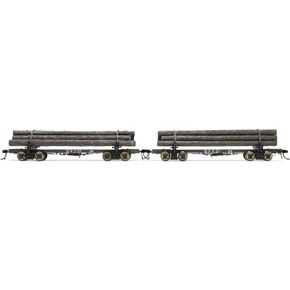 St. Regis Paper Skeleton Log Cars #49 & #54 HO Scale Two-Pack Model Train Lumber Rail Cars HR6631