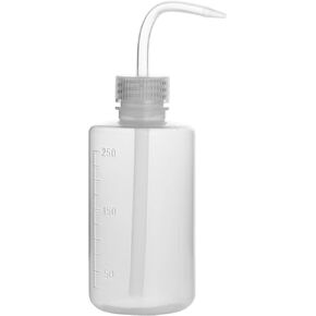 زجاجة غسيل كيميائية من ستوني لاب (عبوة واحدة)، زجاجة غسيل ضغط من البلاستيك LDPE مع فم ضيق وملصقات بمقياس، 250 مل (8 أونصة)